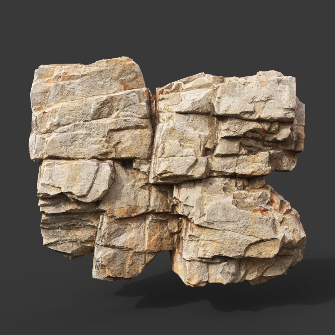 3D 8 Low Poly PBR Yellow Cliff Face - Ultra HD 16K Texture model ...