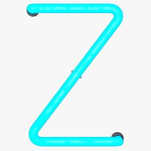 3D model neon letter z alphabet