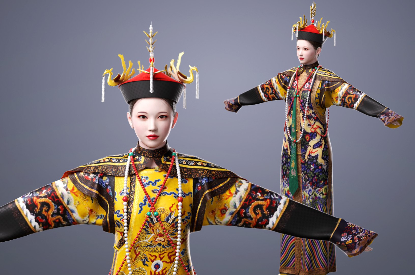 Chinese Empress of Qing Dynasty 3D model https://p.turbosquid.com/ts-thumb/Vv/Jb3RQn/qj/pic2/jpg/1623720416/1920x1080/fit_q87/3dcaa30984b825b6f735f5337912f708cafc798f/pic2.jpg