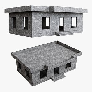 3D Unfinished Concrete House Structure - Incomplete Building