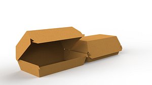3D Kraft hotdog box mockup with open closed views and die-cut file