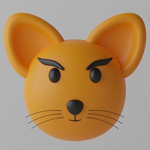 Cartoon Cute Fox Head 1 3D