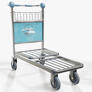 3D Airport Baggage Trolley - PBR Game Ready model