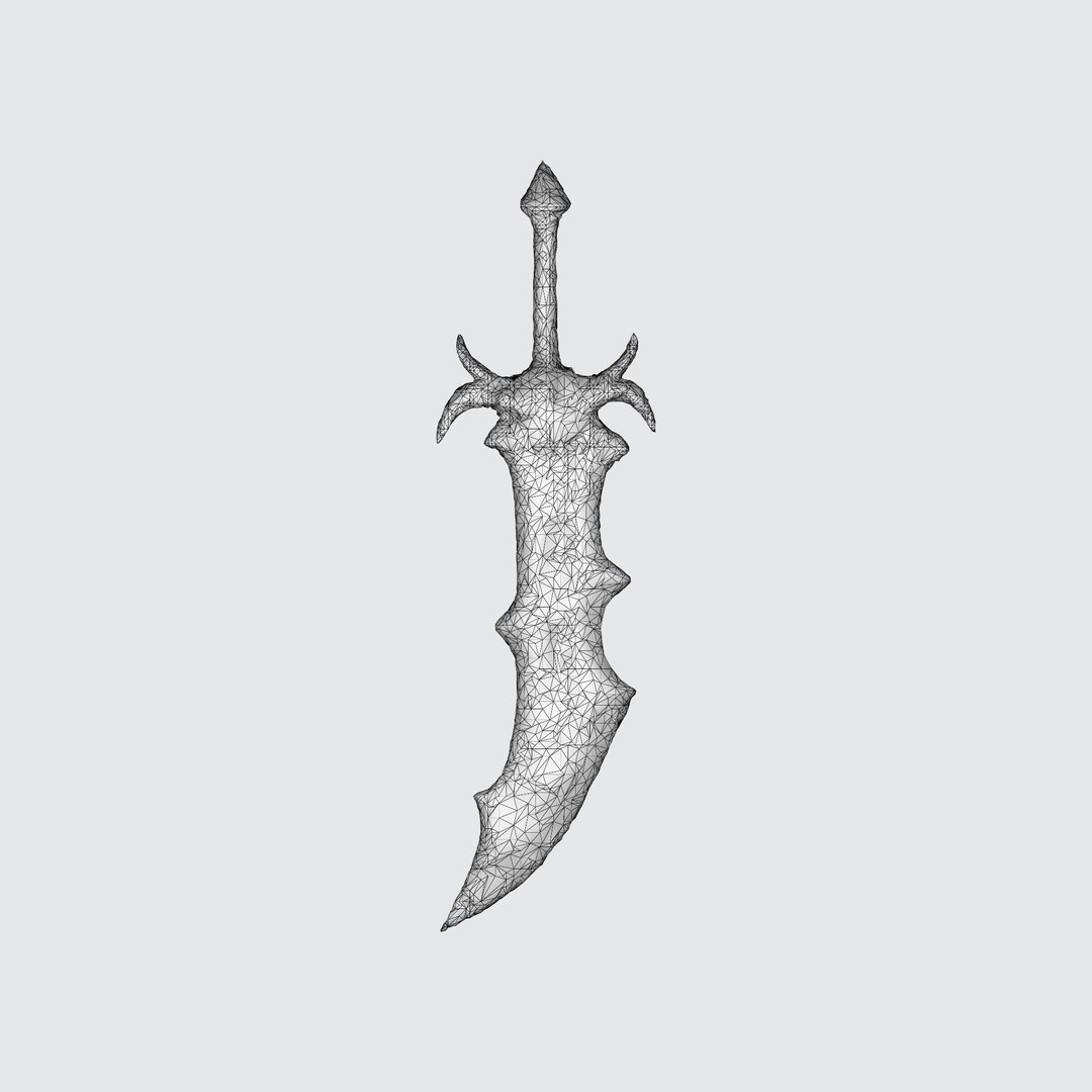 3D A Dark Fantasy Sword With A Curved Blade - TurboSquid 2260776