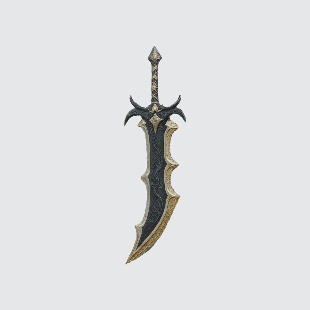 3D A Dark Fantasy Sword With A Curved Blade - TurboSquid 2260776