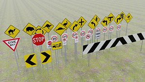 Australian Road Signs Pack - Low Poly