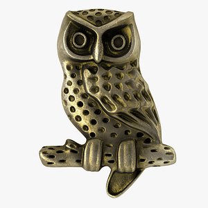 3d model vintage owl button