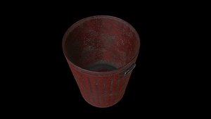 Old Yellow Trashcan 3D model