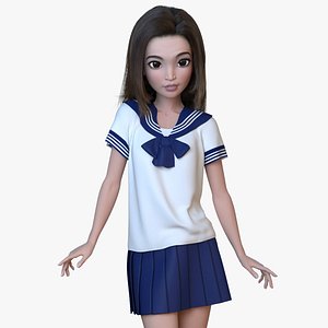 Cartoon Girl Japanese School