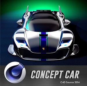 c4d futuristic porsche car design