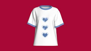 Girls Three Heart Shaped Cotton T-shirt model