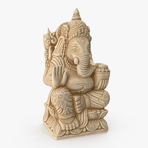 3D Indian God Ganesha Marble Statue model