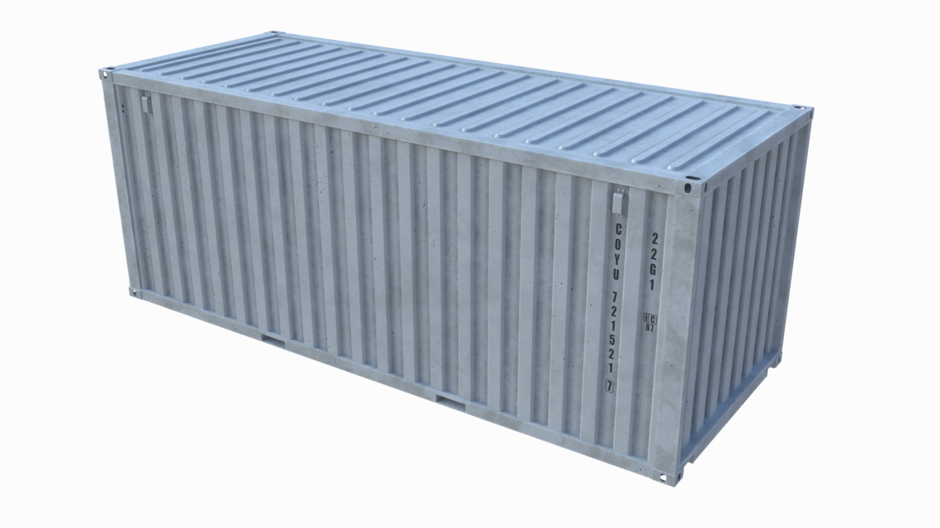 3D Cargo Container White 20 Ft ISO High And Low Poly PBR LOD ...