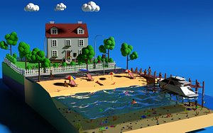 3D Low poly Scene Day and Night Models-Assets