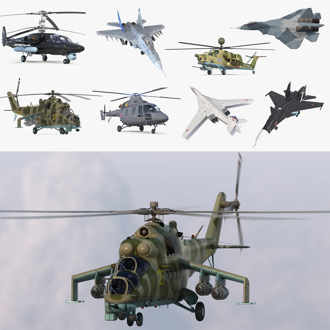 Russian Military Aircrafts Collection 3D model preview