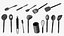 Conjunto de Utensílios de Cozinha com Suporte Metálico Preto
