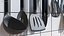 Conjunto de Utensílios de Cozinha com Suporte Metálico Preto