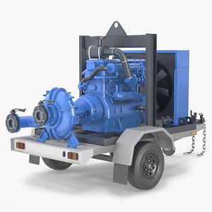 Diesel Engine Transfer Pump Trailer 3D model