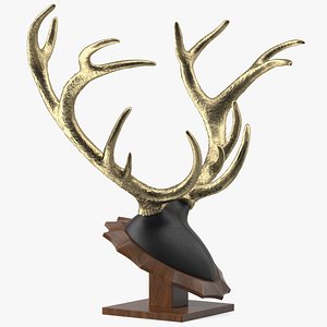 Stag Antlers on a Pedestal Gold Plated
