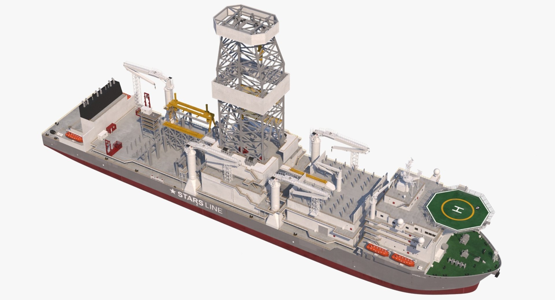 Oil Drilling Vessel Drillship Model TurboSquid 1234546