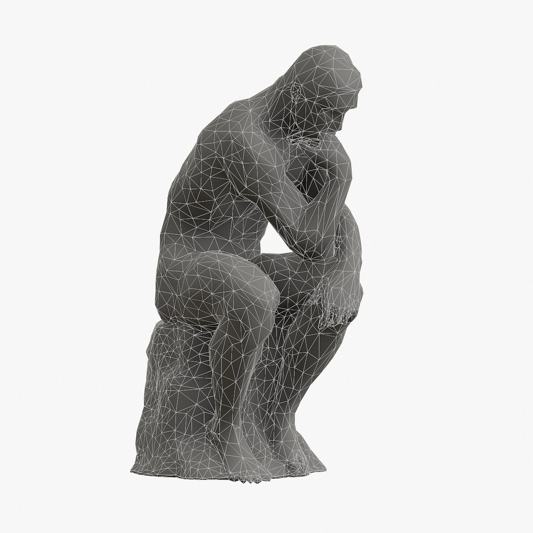 Old Copper Sculpture Rodin Thinker 3d Model