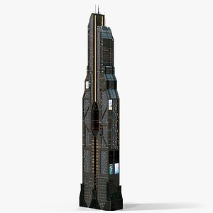 3D Sci-Fi Futuristic Skyscraper PBR 14