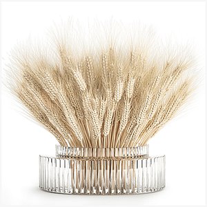 Realistic White Bouquet Wheat Ears Modern Vase 618