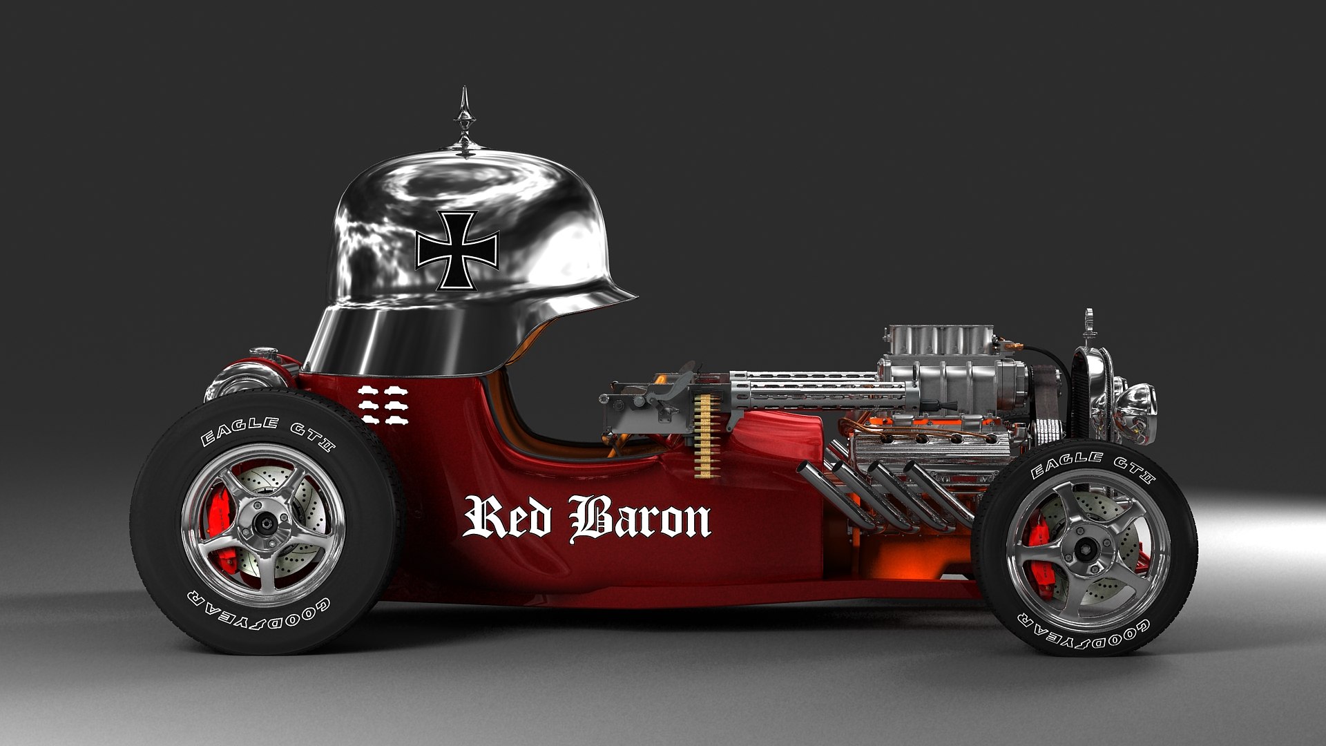 3d Red Baron Hot Rod