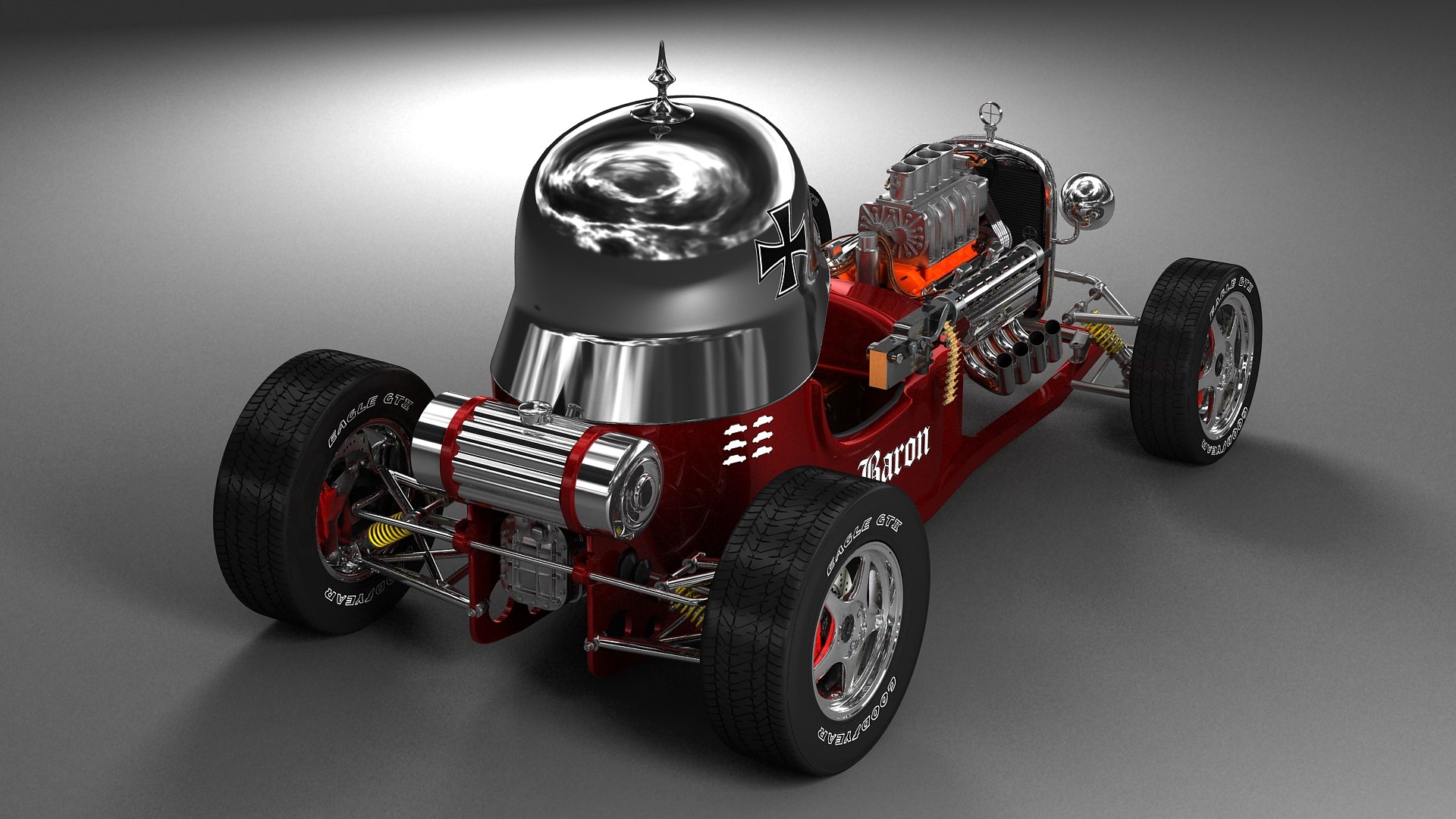 3d Red Baron Hot Rod