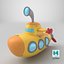3D Cartoon Submarine Orange