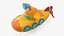 3D Cartoon Submarine Orange