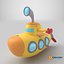 3D Cartoon Submarine Orange