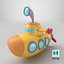 3D Cartoon Submarine Orange