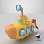 3D Cartoon Submarine Orange