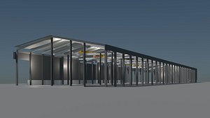 Warehouse with small crane
