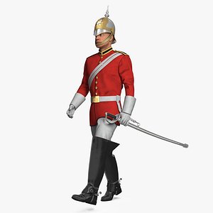 3D british royal lifeguard walking