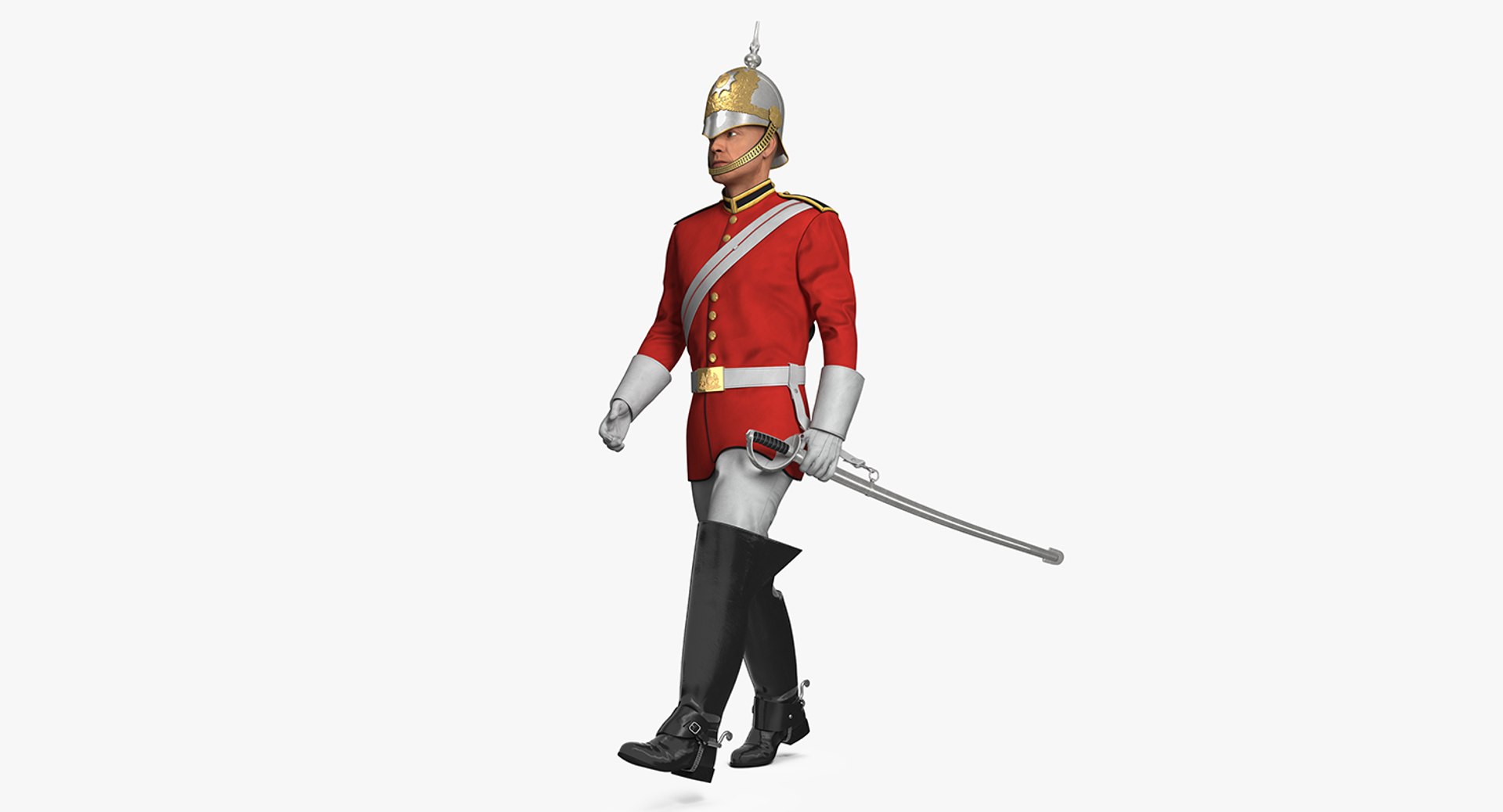 British Royal Lifeguard Walking Pose 3D Model 3D model preview