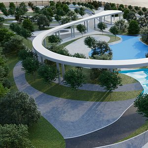 3D City Park Exterior Scene model