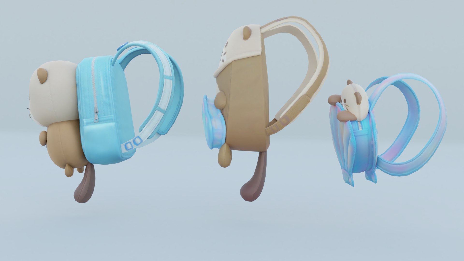 Bag 3x Sweet Raccoon Backpack Model - TurboSquid 2103690