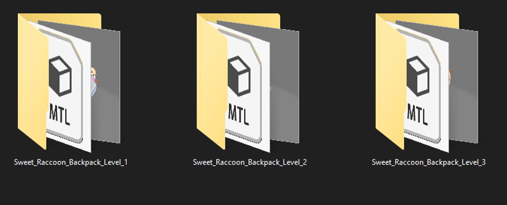 Bag 3x Sweet Raccoon Backpack Model - TurboSquid 2103690