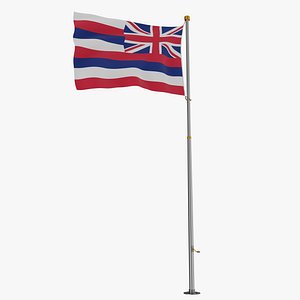 3D Pole Flag Hawaii model