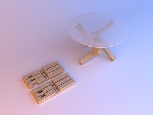 Plywood glass coffee table 3D model
