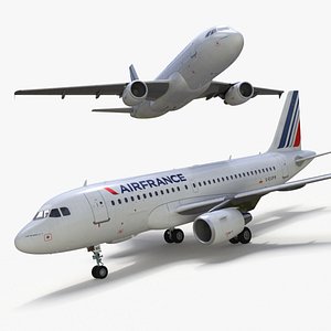 3D Airbus A319 Air France Rigged for Cinema 4D