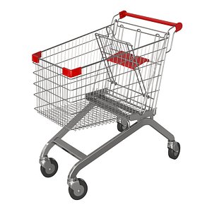 red shopping cart 3D model