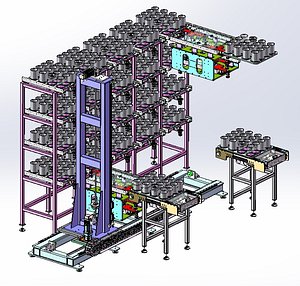 Adjustable Mini Load Stacker Crane 3D CAD Model model