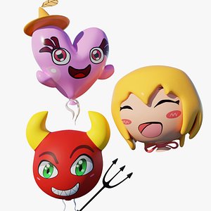 Funny characters balloon pack cartoon style
