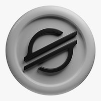 Stellar or XLM white crypto coin with cartoon style