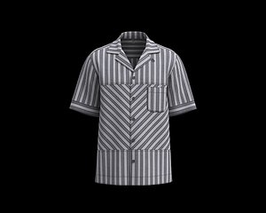 Mens resort shirt with black and white stripe 3D model