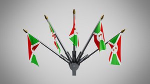 Wall Mount Flags  5 Of Burundi 3D model