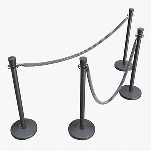 Barrier post modern with braided rope 3D model